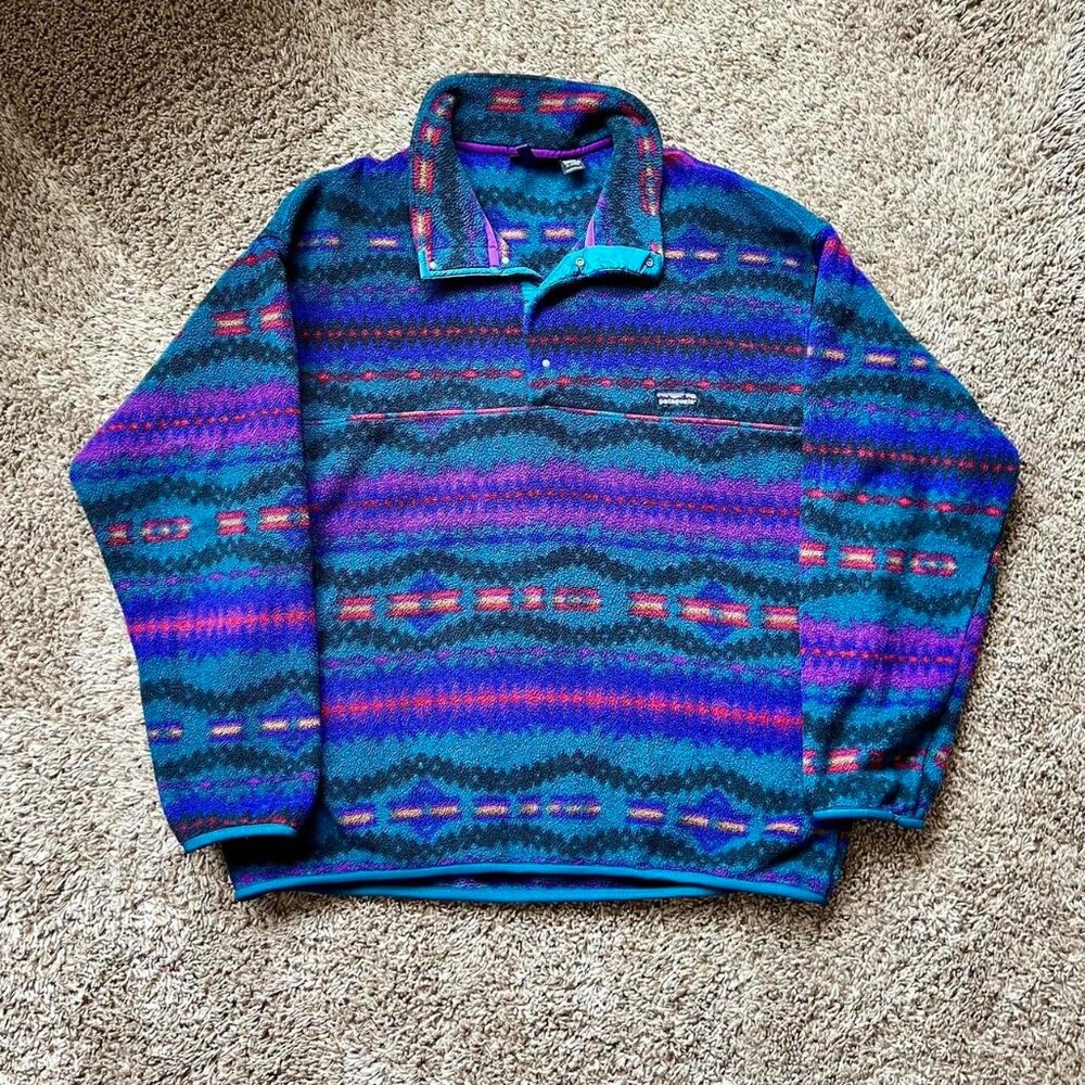 Vintage 1993 Patagonia Synchilla Sacajawea Bluegrass Pullover Fleece Jacket Sz X